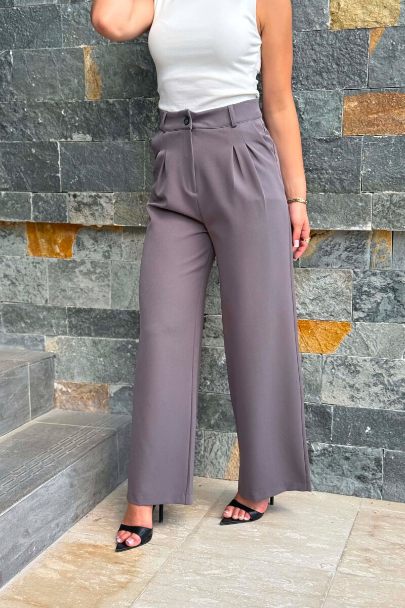 ONE COLOR WIDE LEG WOMAN TROUSERS DARK GREY/GEE - 2