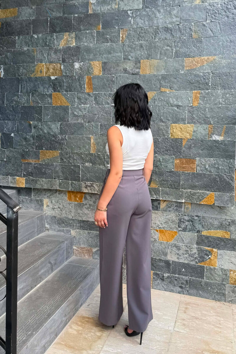 ONE COLOR WIDE LEG WOMAN TROUSERS DARK GREY/GEE - 5