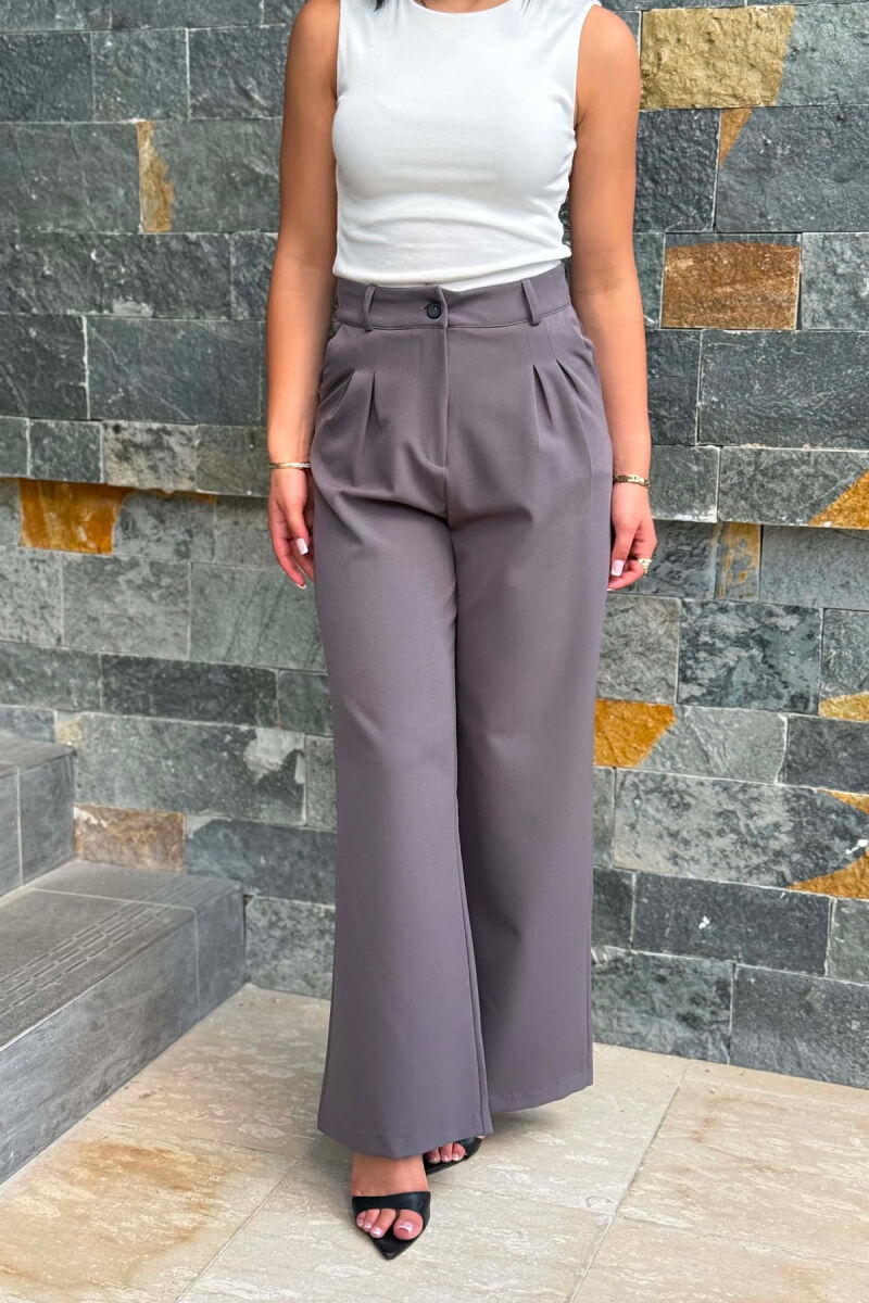 ONE COLOR WIDE LEG WOMAN TROUSERS DARK GREY/GEE - 6