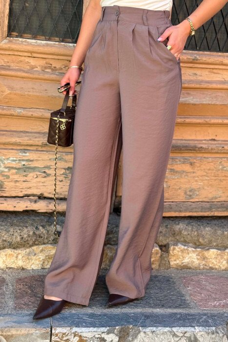 ONE COLOR WIDE LEG WOMAN TROUSERS DARK GREY/GEE - 3