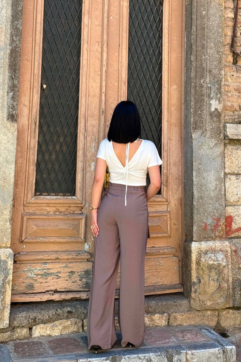 ONE COLOR WIDE LEG WOMAN TROUSERS DARK GREY/GEE - 6