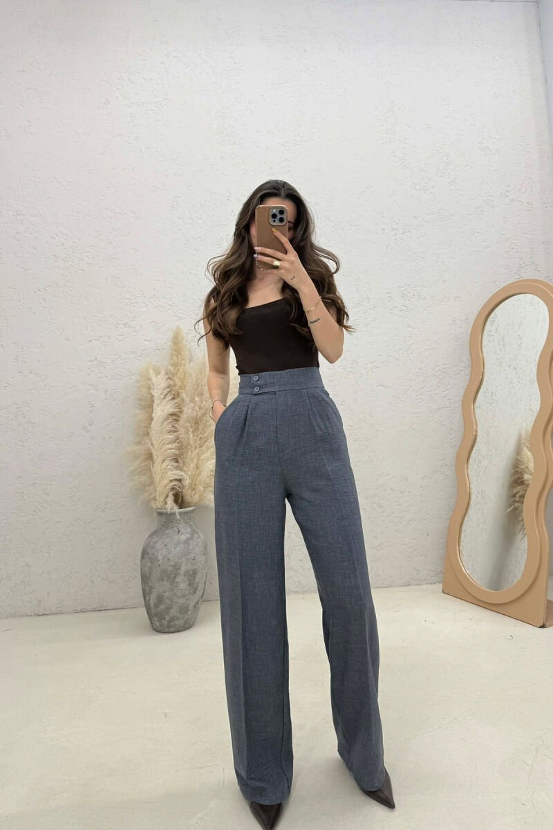 ONE COLOR WIDE LEG WOMAN TROUSERS DARK GREY/GEE - 1