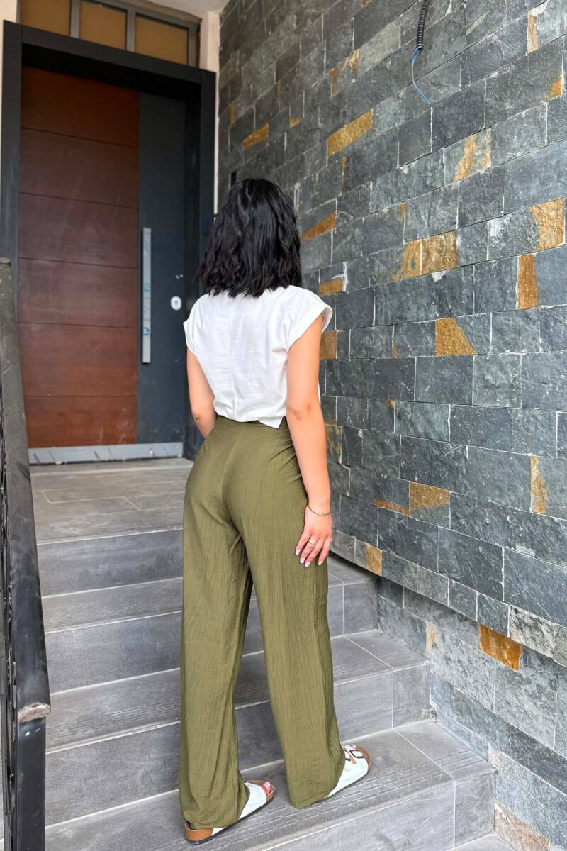ONE COLOR WIDE LEG WOMAN TROUSERS GREEN/JESHILE - 3