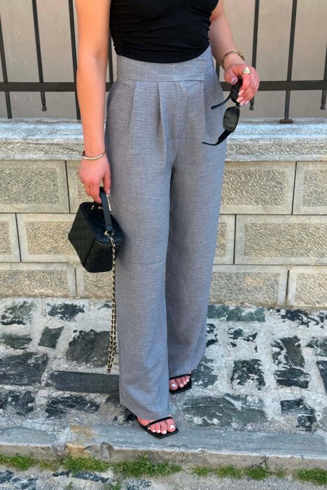 ONE COLOR WIDE LEG WOMAN TROUSERS GREY/GRI - 2