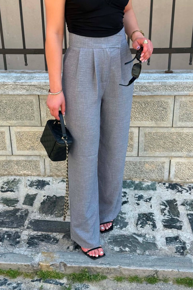 ONE COLOR WIDE LEG WOMAN TROUSERS GREY/GRI - 2