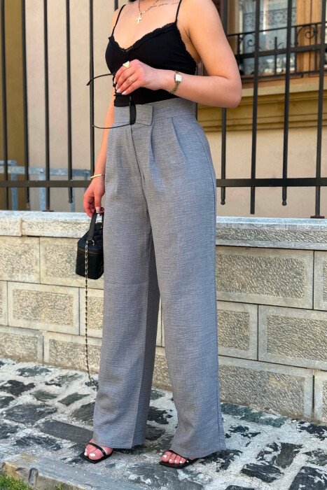 ONE COLOR WIDE LEG WOMAN TROUSERS GREY/GRI - 4