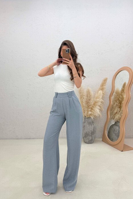 ONE COLOR WIDE LEG WOMAN TROUSERS GREY/GRI 
