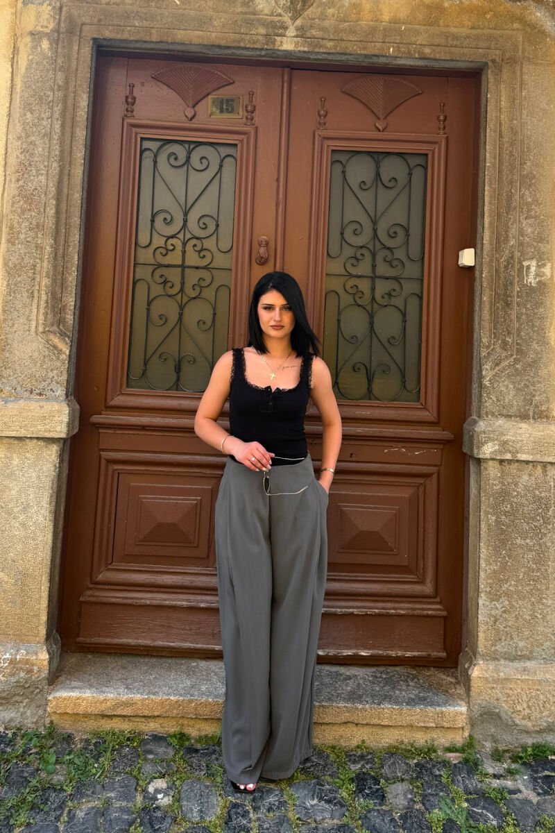ONE COLOR WIDE LEG WOMAN TROUSERS GREY/GRI - 3
