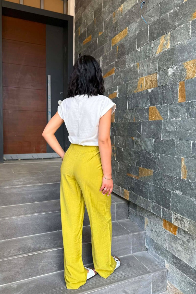 ONE COLOR WIDE LEG WOMAN TROUSERS LIGHT GREEN/JEZB - 3