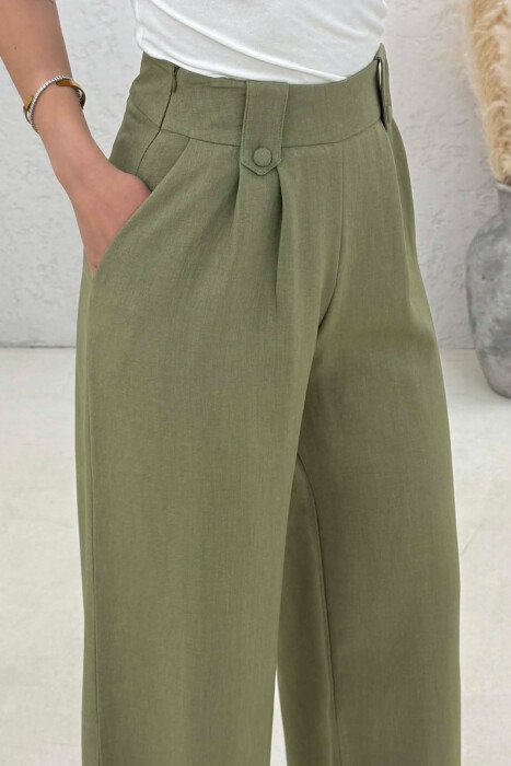 ONE COLOR WIDE LEG WOMAN TROUSERS LIGHT GREEN/JEZB - 2