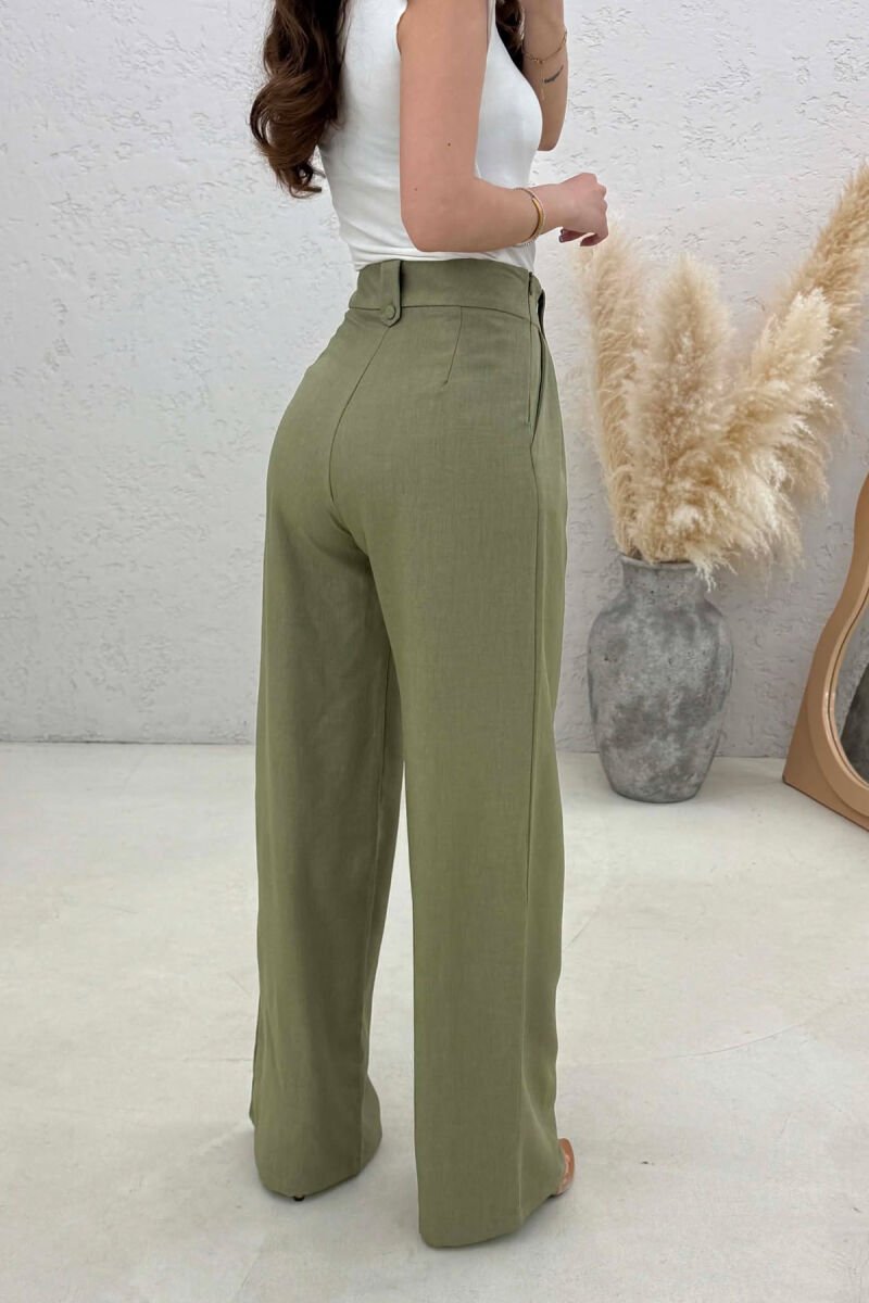 ONE COLOR WIDE LEG WOMAN TROUSERS LIGHT GREEN/JEZB - 4