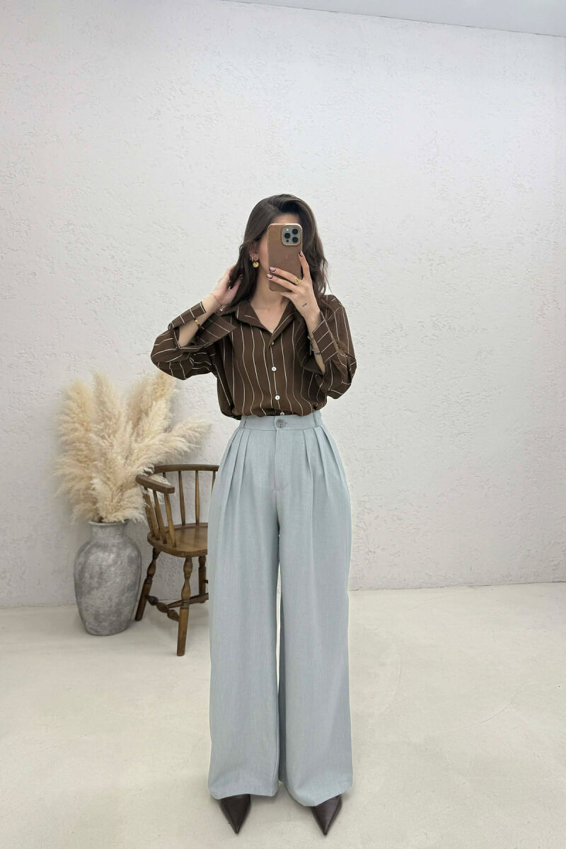 ONE COLOR WIDE LEG WOMAN TROUSERS LIGHT GREY/GZ - 1