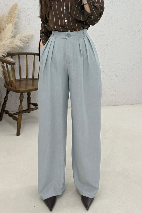 ONE COLOR WIDE LEG WOMAN TROUSERS LIGHT GREY/GZ - 4