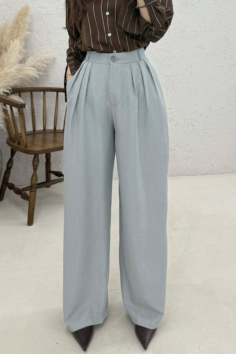 ONE COLOR WIDE LEG WOMAN TROUSERS LIGHT GREY/GZ - 4