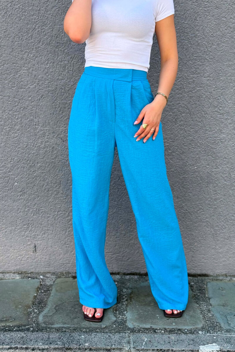 ONE COLOR WIDE LEG WOMAN TROUSERS LIGHTBLUE/BZ - 2