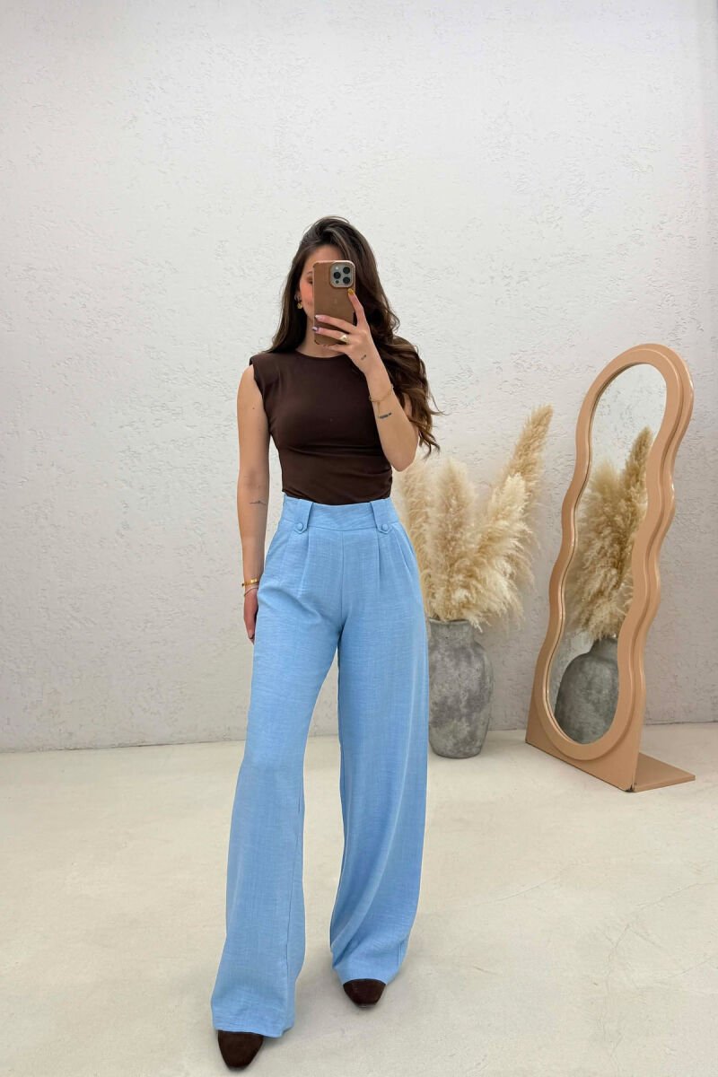 ONE COLOR WIDE LEG WOMAN TROUSERS LIGHTBLUE/BZ - 1