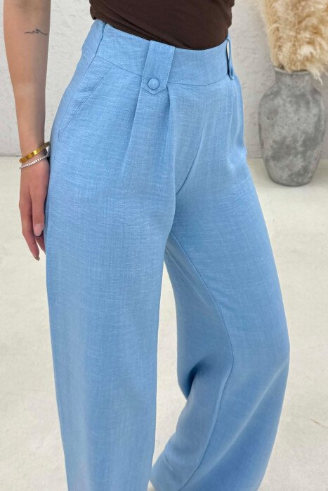 ONE COLOR WIDE LEG WOMAN TROUSERS LIGHTBLUE/BZ - 4