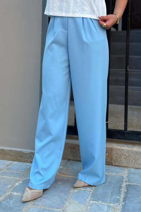 ONE COLOR WIDE LEG WOMAN TROUSERS LIGHTBLUE/BZ - 2