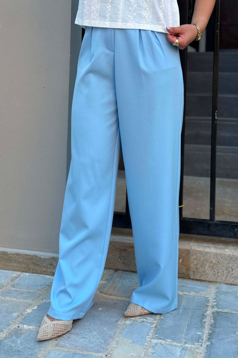 ONE COLOR WIDE LEG WOMAN TROUSERS LIGHTBLUE/BZ - 2