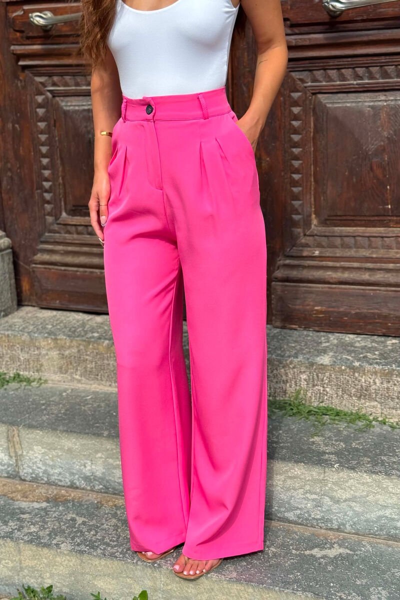 ONE COLOR WIDE LEG WOMAN TROUSERS PINK/ROZE - 5
