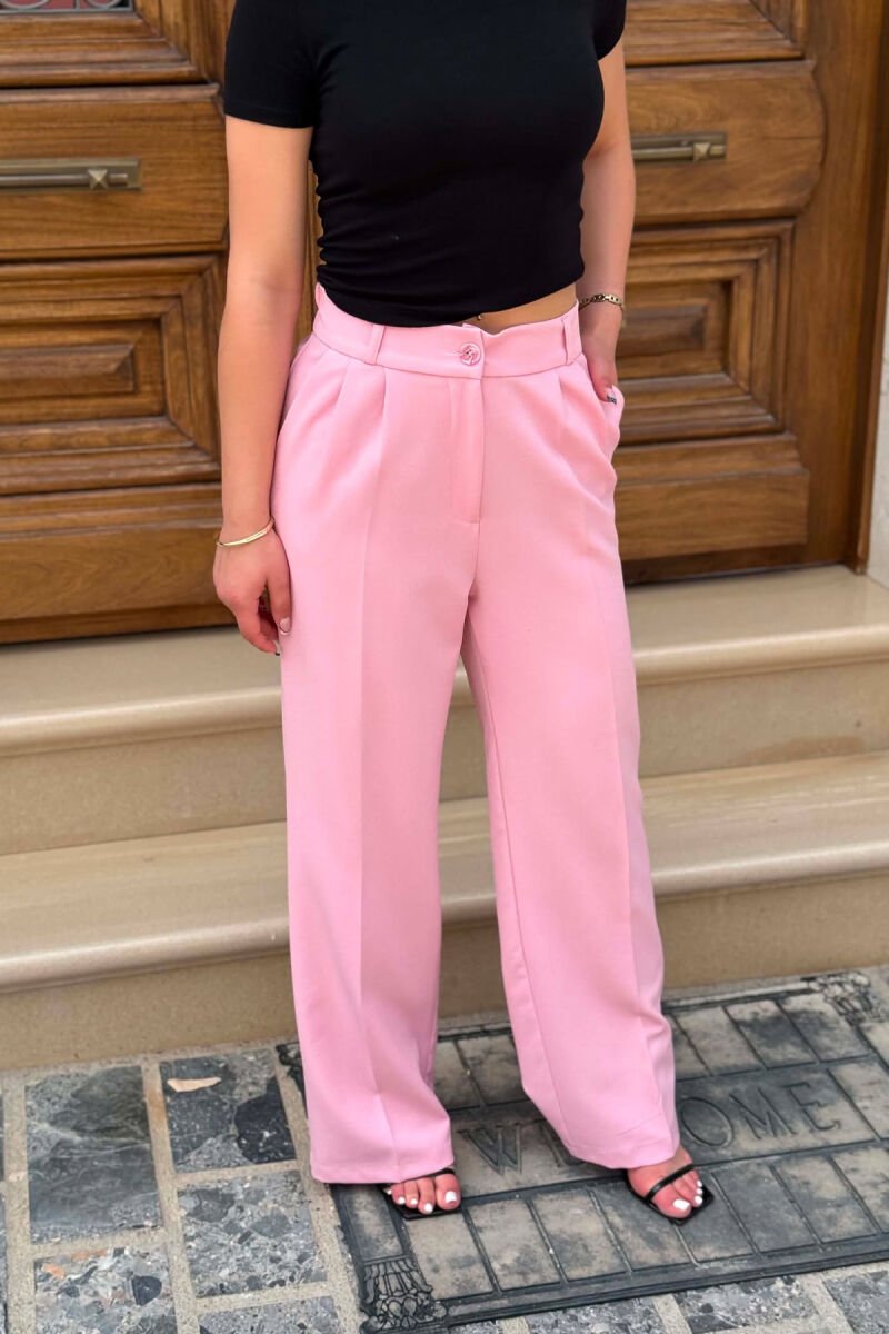 ONE COLOR WIDE LEG WOMAN TROUSERS PINK/ROZE - 4