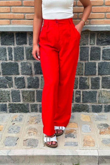 ONE COLOR WIDE LEG WOMAN TROUSERS RED/E KUQE - 5