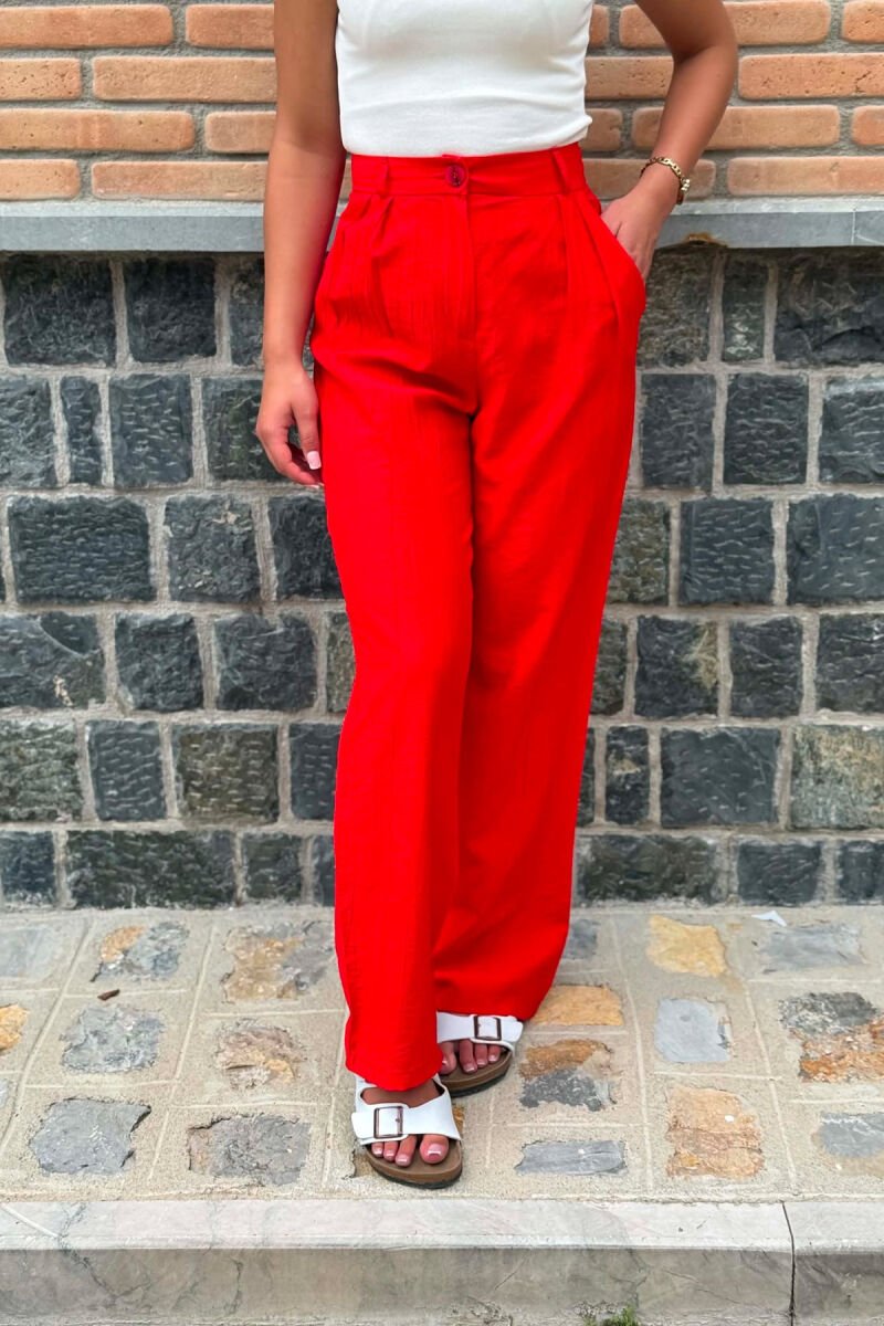 ONE COLOR WIDE LEG WOMAN TROUSERS RED/E KUQE - 5