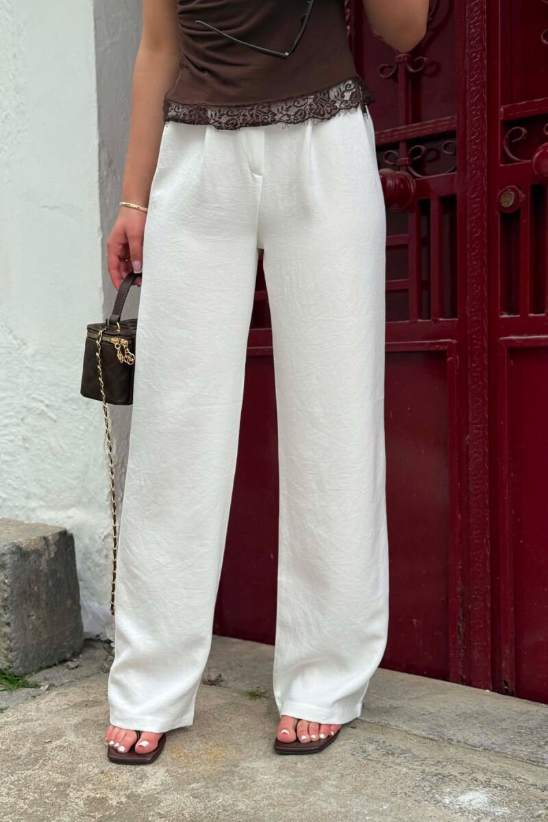 ONE COLOR WIDE LEG WOMAN TROUSERS WHITE-E BARDHE - 2
