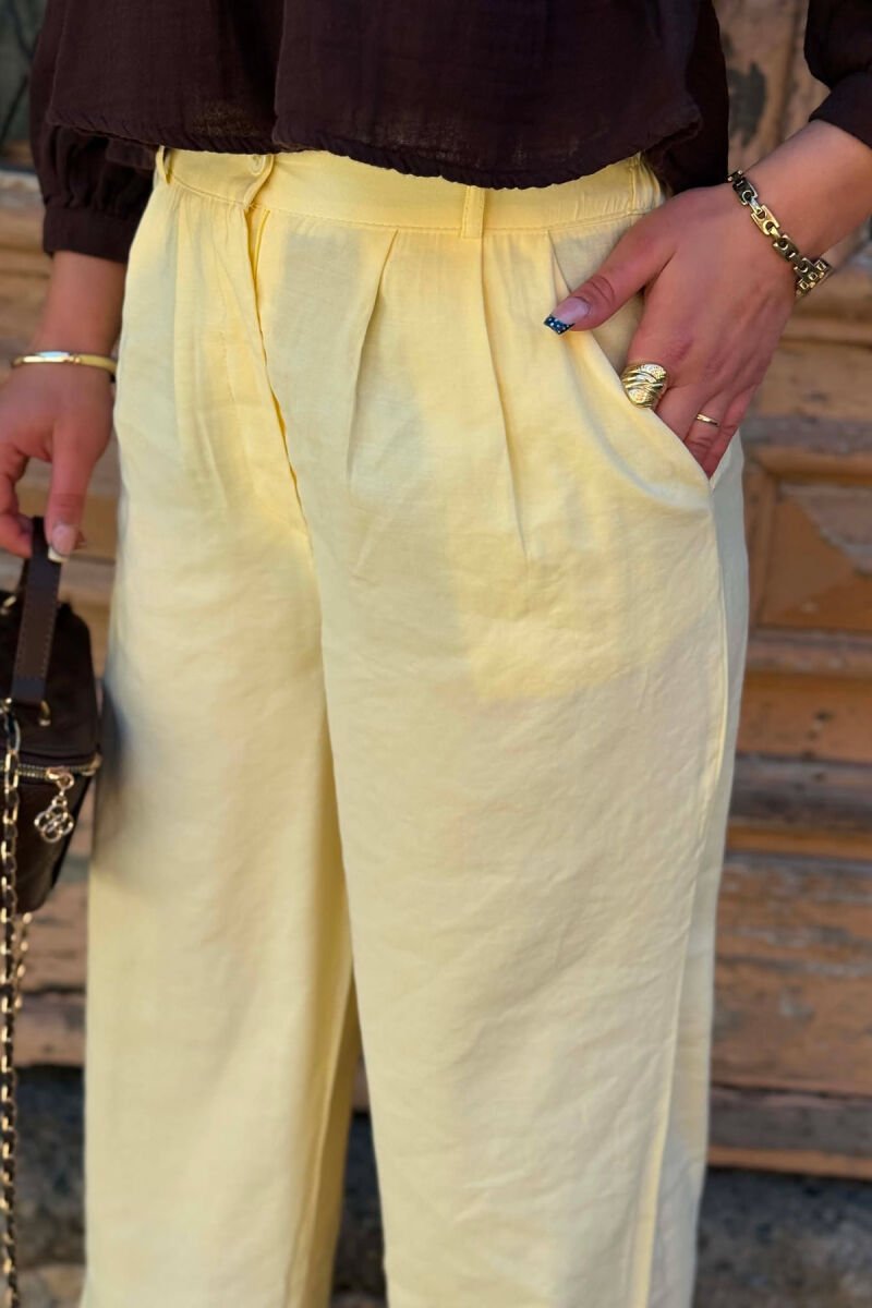 ONE COLOR WIDE LEG WOMAN TROUSERS YELLOW/E VERDHE - 4