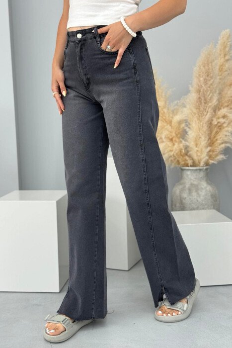 ONE COLOR WIDE LEG WOMEN JEANS DARK GREY/GEE - KLAUDIO FASHION