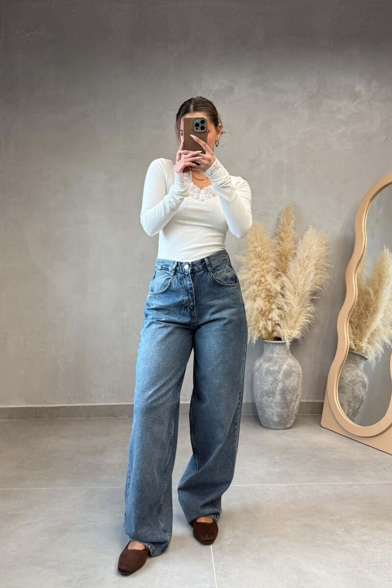 ONE COLOR WIDE LEG WOMEN JEANS LIGHTBLUE/BZ - 1