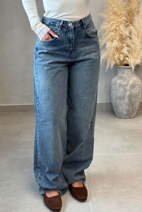 ONE COLOR WIDE LEG WOMEN JEANS LIGHTBLUE/BZ - 3