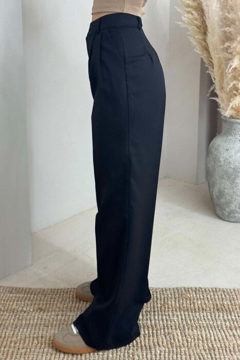 ONE COLOR WIDE LEG WOMEN TROUSERS BLACK/ E ZEZE - 3