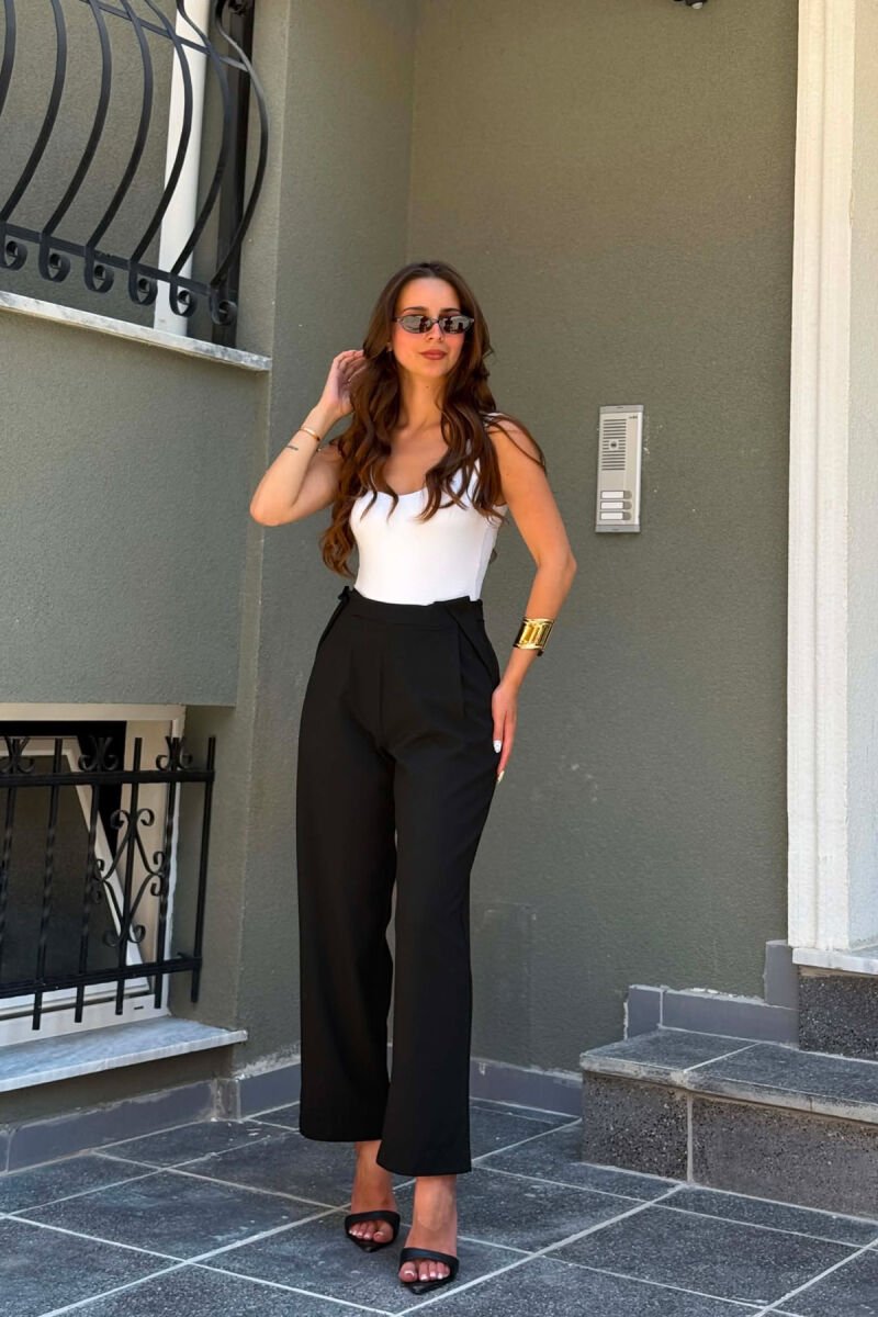 ONE COLOR WIDE LEG WOMEN TROUSERS BLACK/ E ZEZE - 2