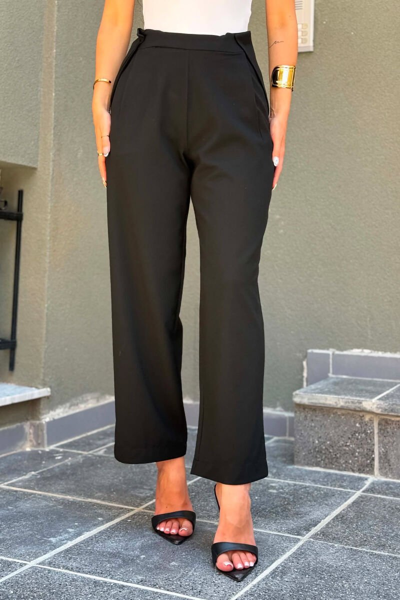 ONE COLOR WIDE LEG WOMEN TROUSERS BLACK/ E ZEZE - 3