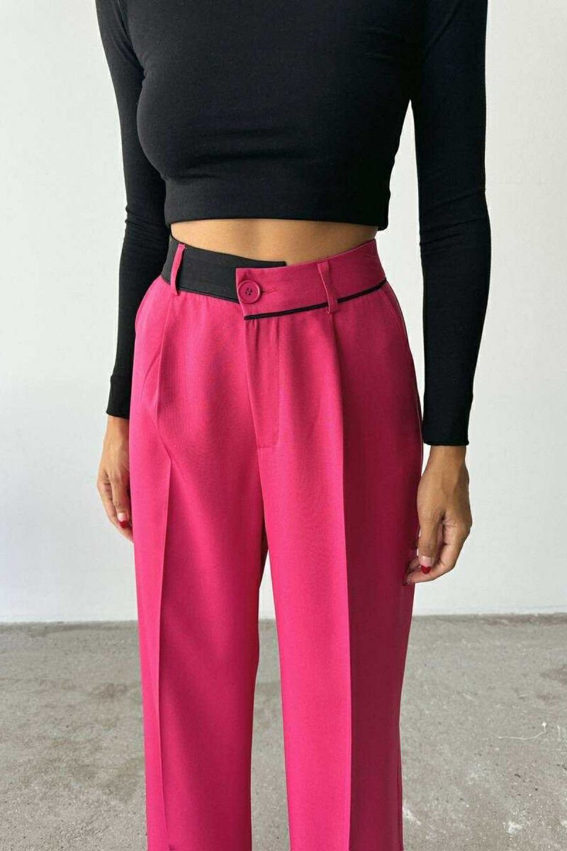 ONE COLOR WIDE LEG WOMEN TROUSERS FUCHSIA/CIKLAMI - 3