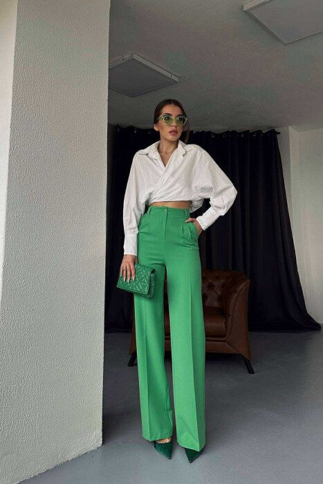 PANTALLONA TË GJËRA NJË NGJYRËSHE PËR FEMRA NË NGJYRË JESHILE - KLAUDIO FASHION
