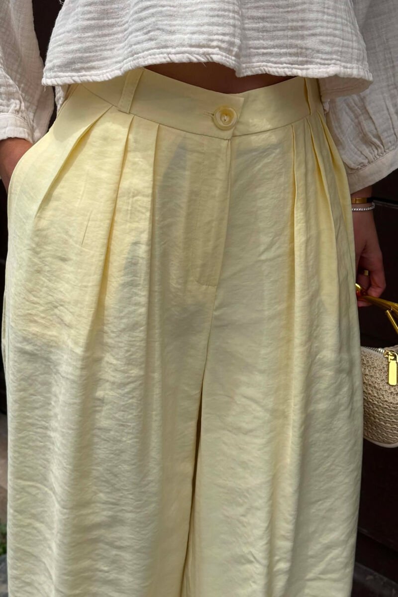 ONE COLOR WIDE LEG WOMEN TROUSERS YELLOW/E VERDHE - 4