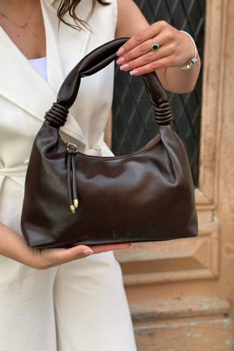 ONE COLOR WOMAN BAG DARK BROWN/KAE - 2