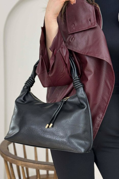 ONE COLOR WOMAN BAG GLOSSY BLACK-ZEZE SHKELQIM - 4