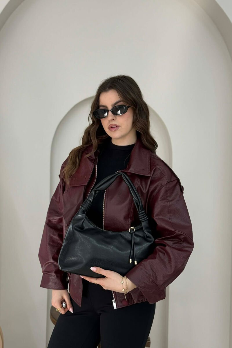 ONE COLOR WOMAN BAG GLOSSY BLACK-ZEZE SHKELQIM - 6
