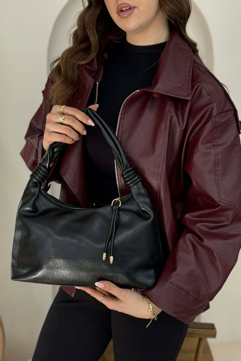ONE COLOR WOMAN BAG GLOSSY BLACK-ZEZE SHKELQIM - 8