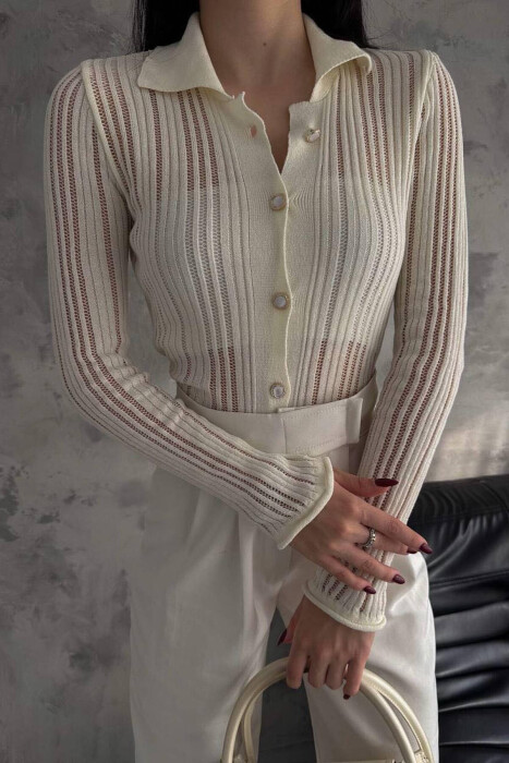 ONE COLOR WOMAN CARDIGANS CREAM/KREM - 2