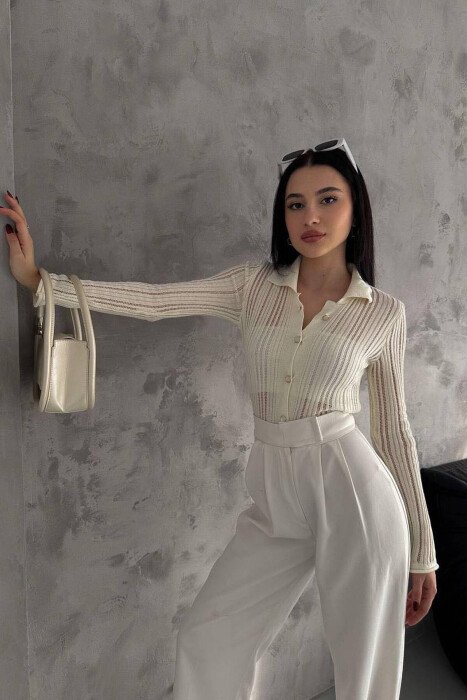 ONE COLOR WOMAN CARDIGANS CREAM/KREM - 3