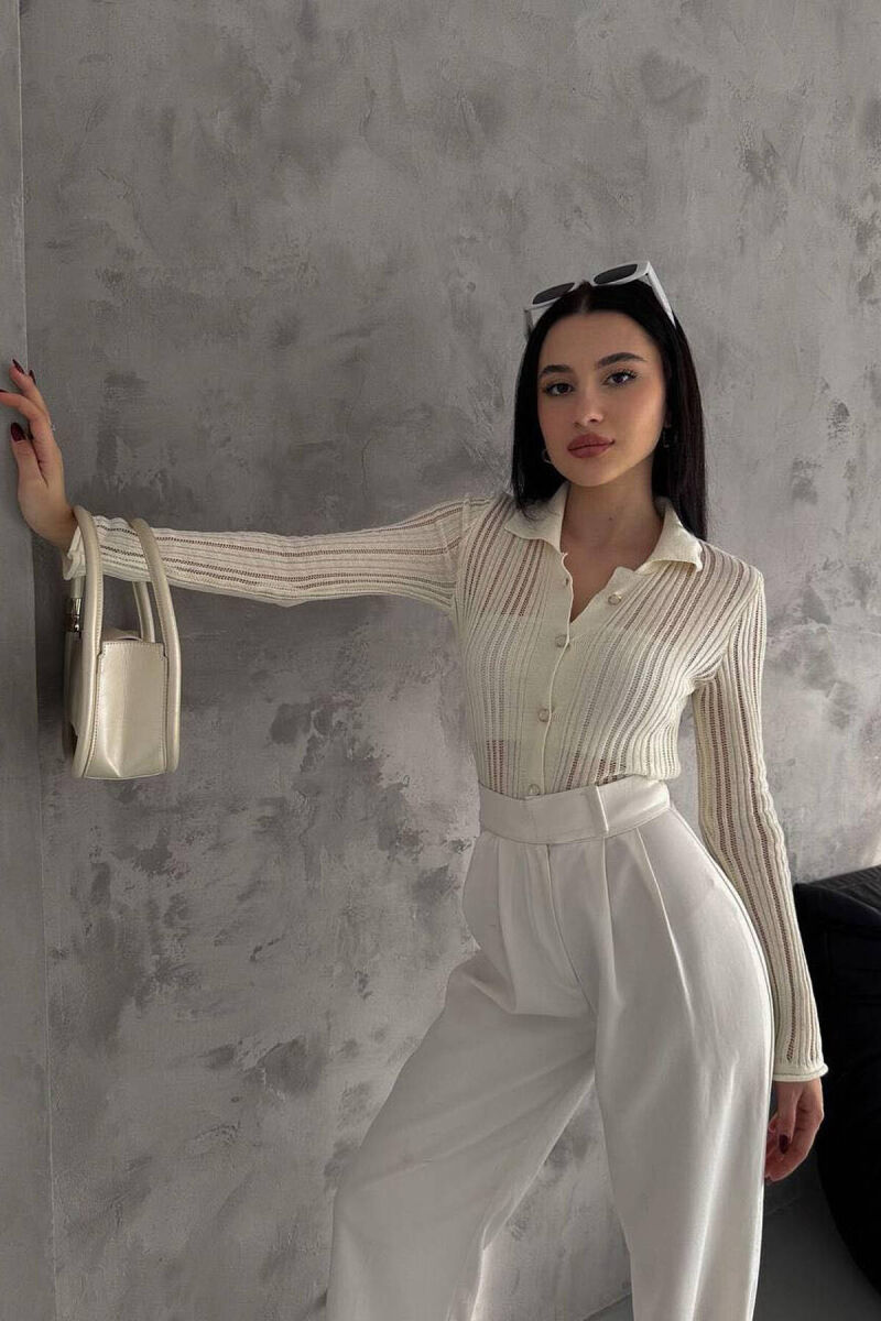 ONE COLOR WOMAN CARDIGANS CREAM/KREM - 3