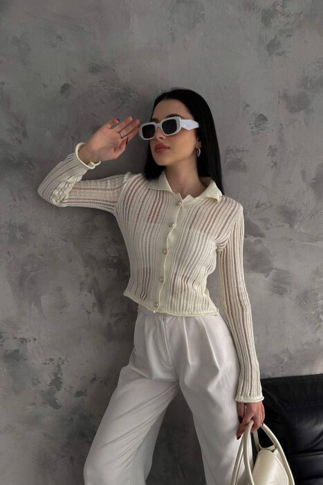 ONE COLOR WOMAN CARDIGANS CREAM/KREM - 5