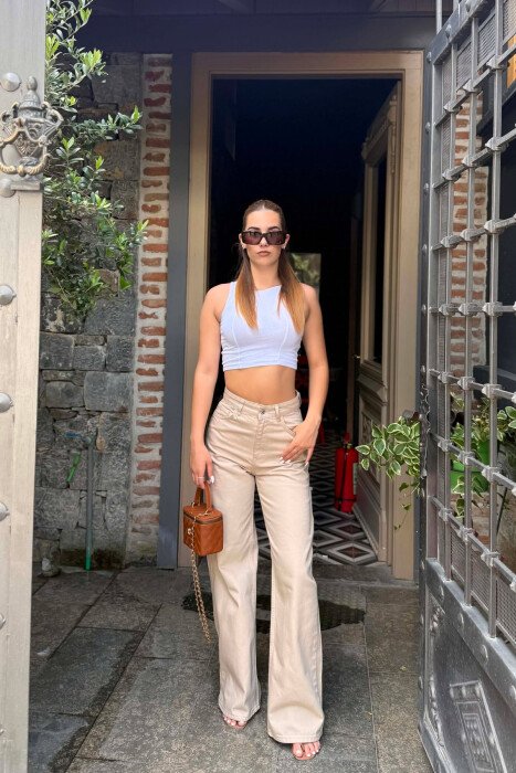 ONE COLOR WOMAN JEANS BEIGE/BEZHE - KLAUDIO FASHION