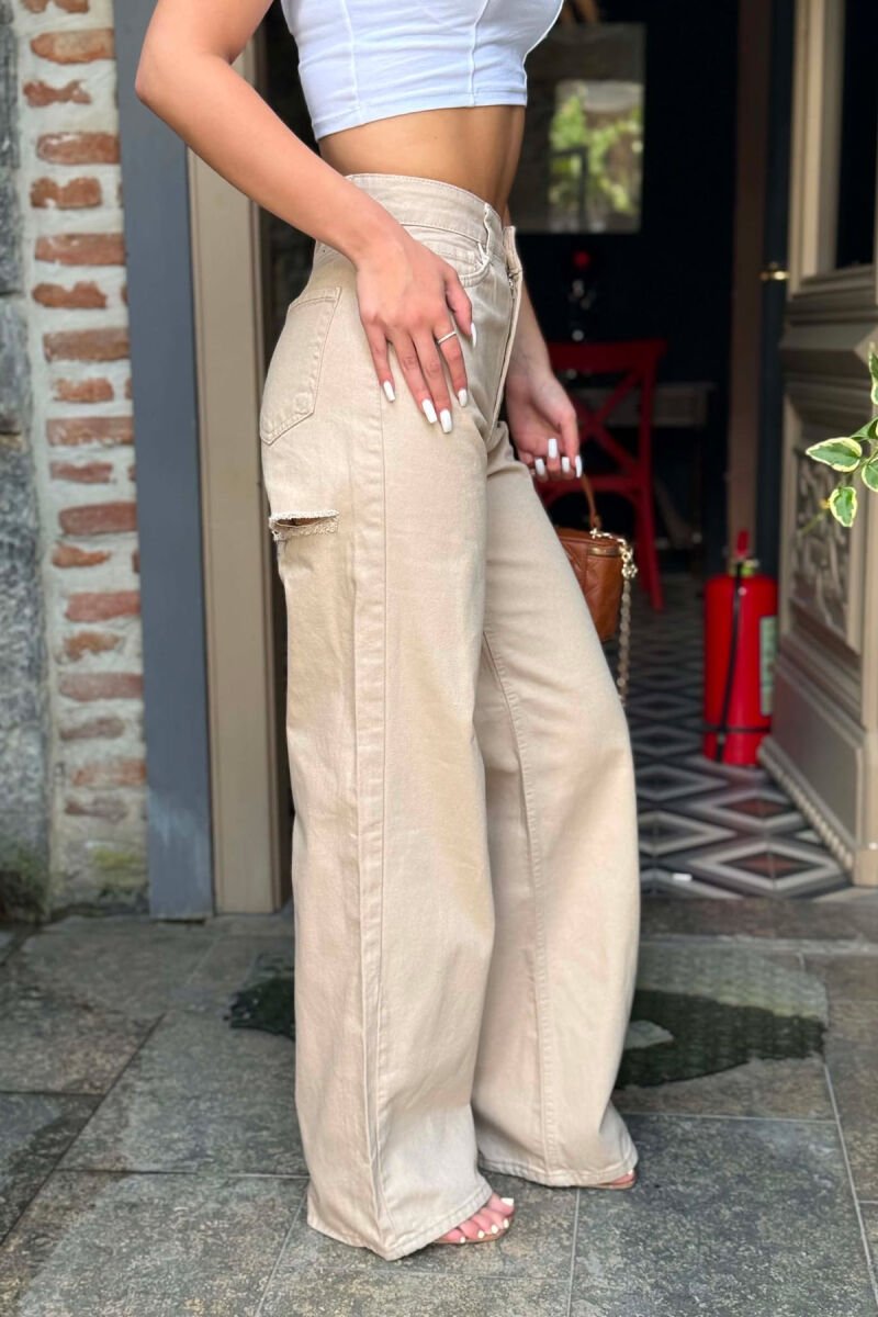 ONE COLOR WOMAN JEANS BEIGE/BEZHE - 2