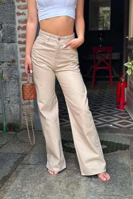 ONE COLOR WOMAN JEANS BEIGE/BEZHE - 5