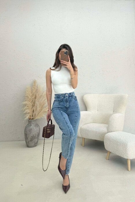 ONE COLOR WOMAN JEANS BLUE/BLU - 4